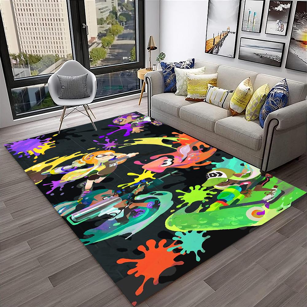 3D Games Splatoon3,PC Gamer Cartoon Carpet Rug for Home Living Room Bedroom Sofa Doormat Decor,kids Area Rug Non-slip Floor Mat