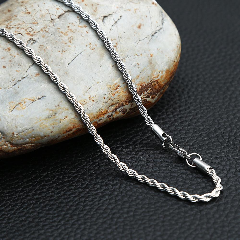 3mm Rolo Link Chain 316L Stainless Steel Necklace Gold/Steel Color 60CM Long Chain Lobster Clasp Necklace For Men Women Gifts