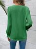 Chunqiu Women's Solid Color Long Sleeved Casual Striped V-neck Lace Top with Patchwork Hollowed Out Women's Shirt