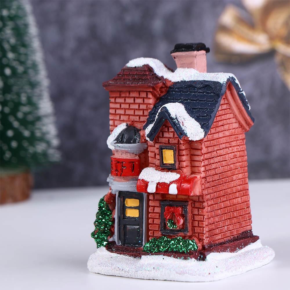 Neujahrs-Weihnachtsgeschenk Miniaturen Mini Leuchtende Figur Ornament Weihnachtsdekoration Dorfhaus LED-Licht