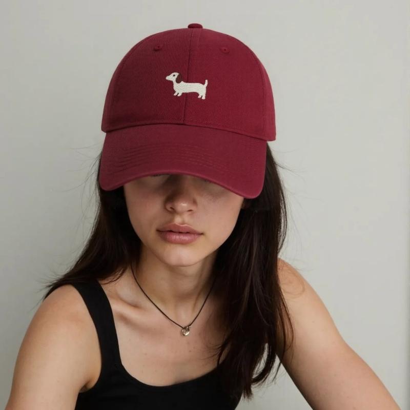 Breathable Cotton Blend Embroidered Puppy Design Adjustable Unisex Baseball Hat Multiple Colors