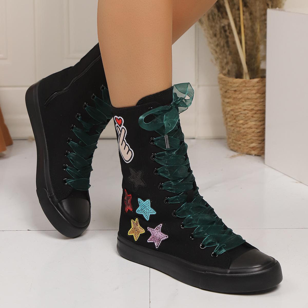 

Женские весенне-летние парусиновые кроссовки средней высоты, повседневная легкая уличная обувь 34 чёрный