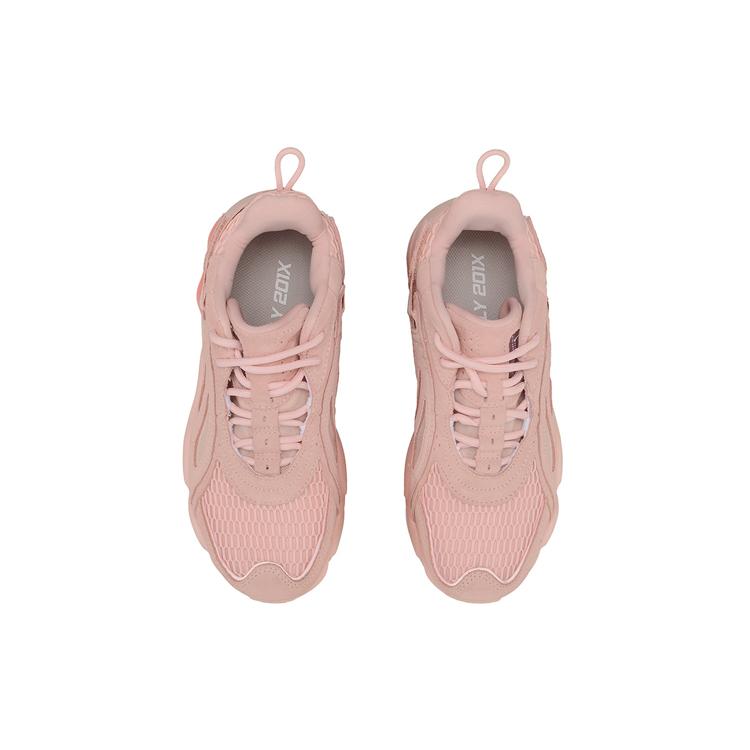 Li Ning Butterfly Textile, Synthetic Leather Slip Resistant Abrasion Resistant Low top Chunky Sneakers Women's Pink AGLP104-2