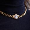 Design sense Classic style 18K gold, gold and silver color matching portrait coin lettering round pendant necklace
