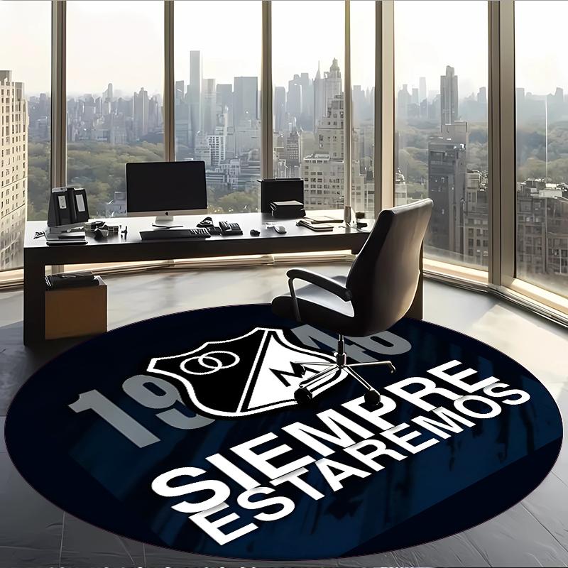 Millonarios Fc (1) Round Office Rug Decorative Floor Rug for Office Bedroom Living Room and Home Space