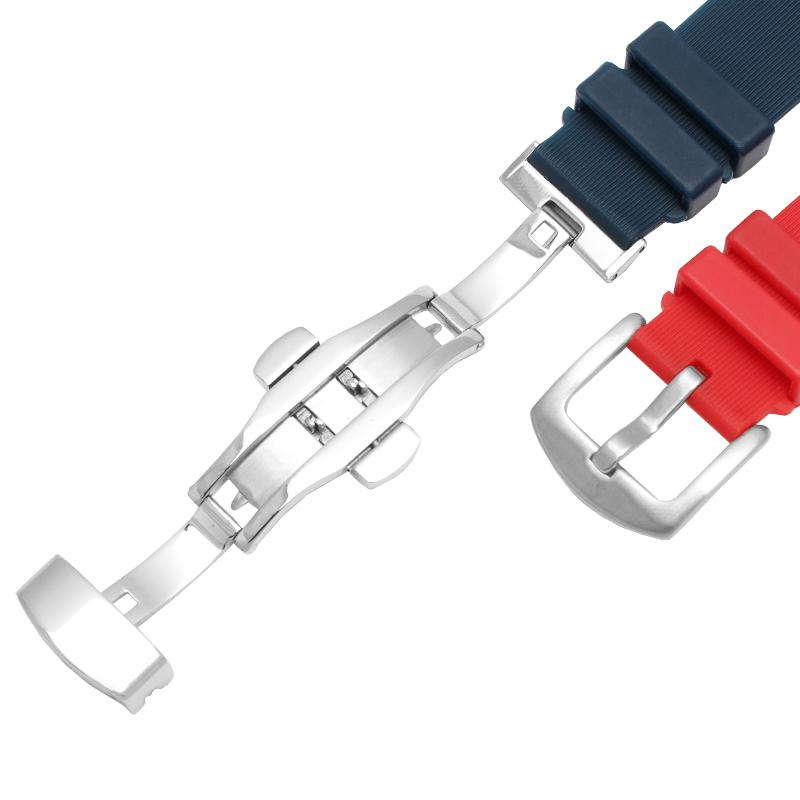 Watch Strap for Cartier Sandoz Santos 100 W20073X8 W20106X8 W2020008 Silicone Rubber Bracelet Men Women Black Belt 20 23 25mm