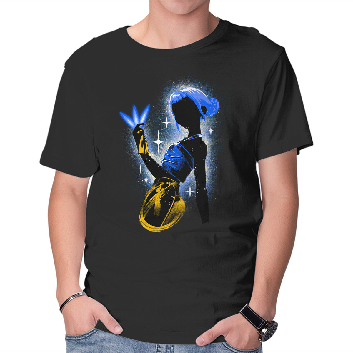 Unisex Crew Neck T-Shirt Zoey Shadow Graphic Short Sleeve Casual Tee L