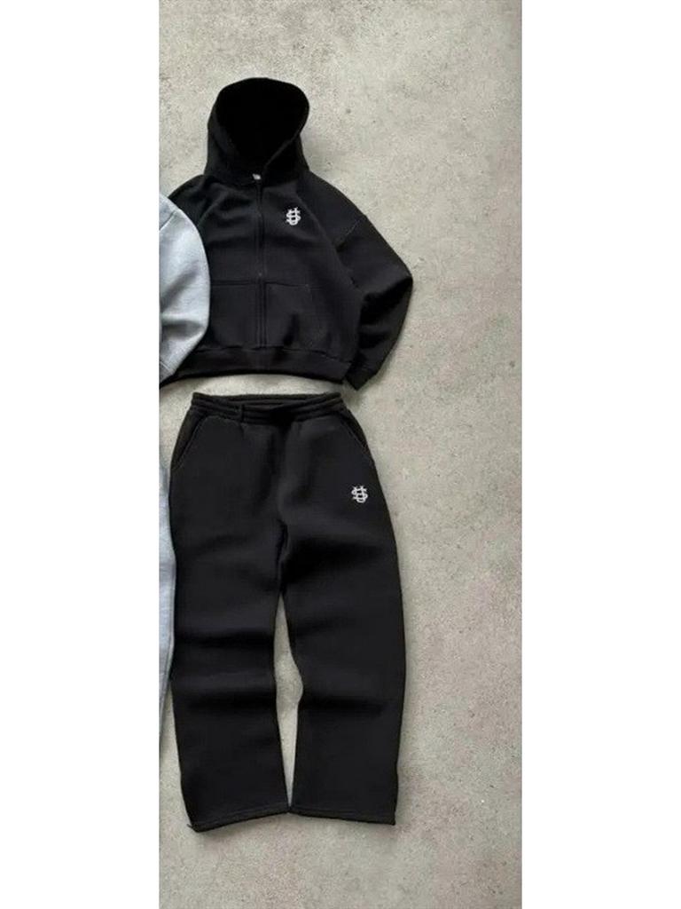 European & American Embroidered Hip Hop Zipper Sweatpants - Men's and Women's Casual Long Pants