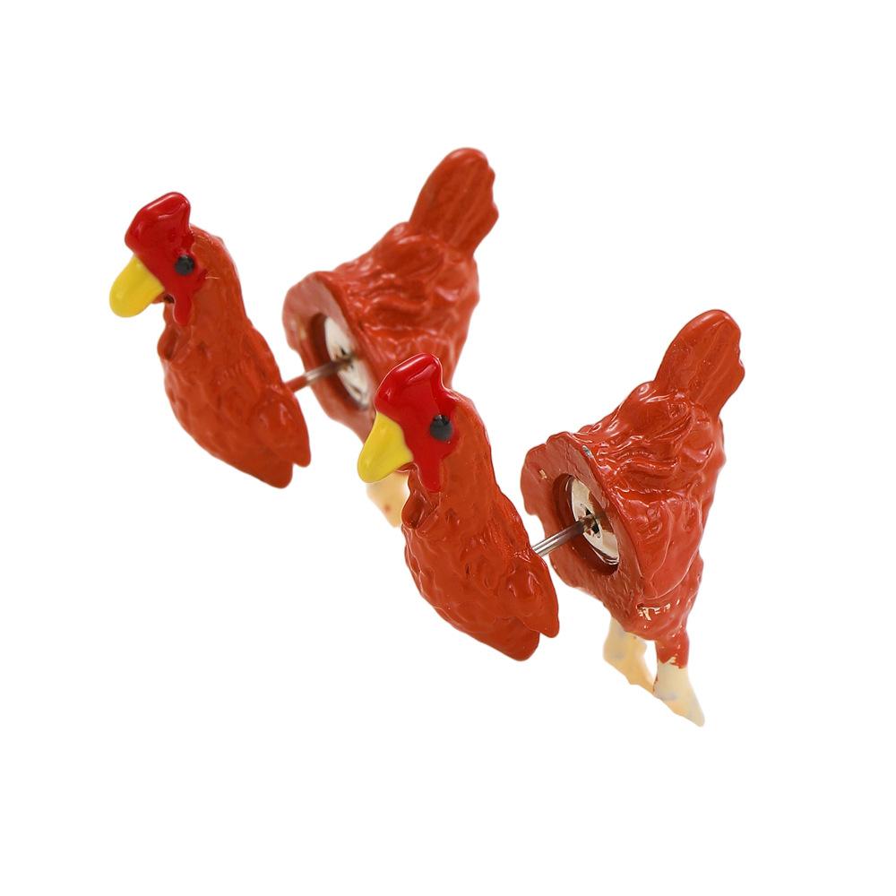 Fashionable Alloy Mother Hen Earrings Zodiac Chicken Design Unique Niche Personality Jewelry for Women Male Countryside Animal T
