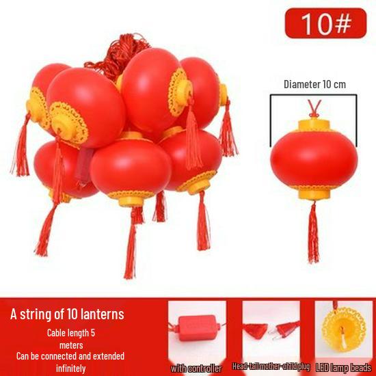 Waterproof LED Acrylic Outdoor Hanging Red Lantern String Lights