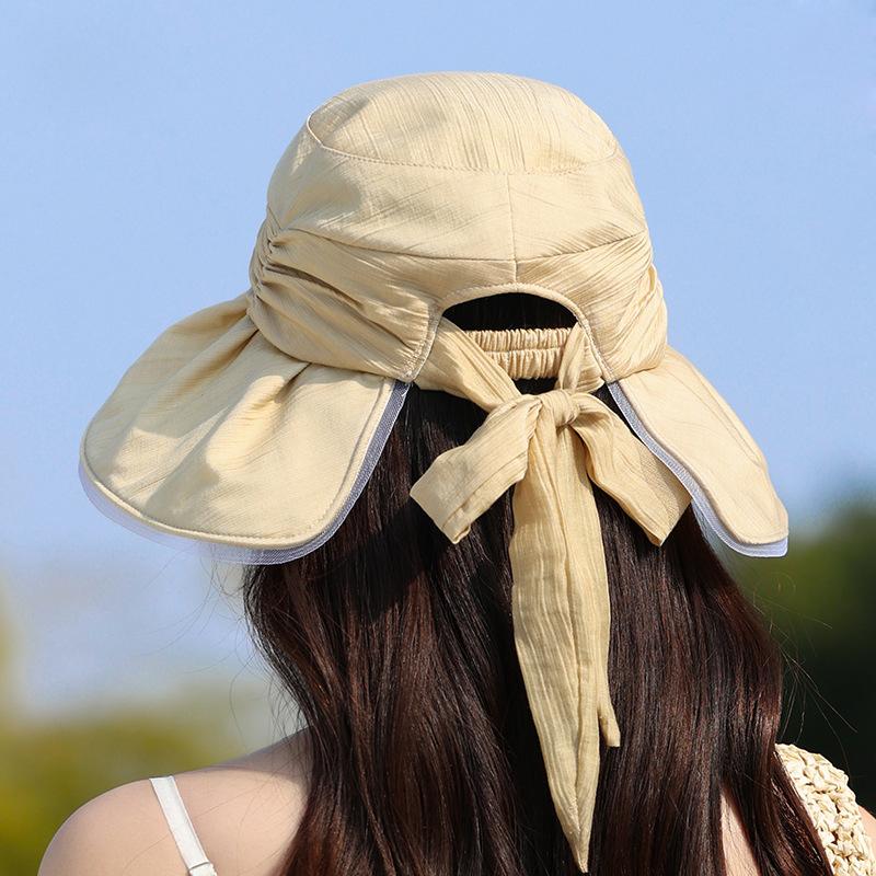 Sun-Protection Hat Women's Summer Outdoor Big-Brim Sunshade Hat with Peach Tail for Traveling Sun Hat Fisherman Hat