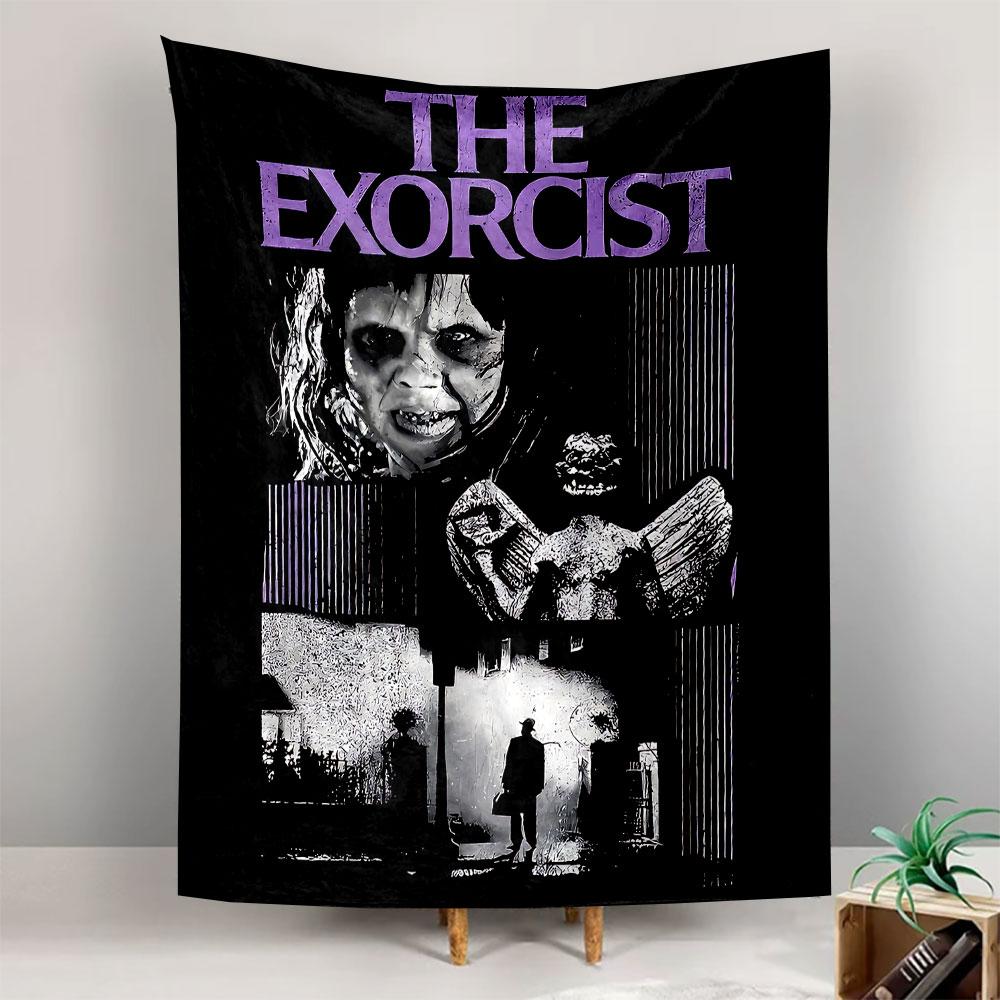 The Exorcist Horror Tapestry Wall Hanging, Classic Demon Movie Art, Spooky Wall Decor for Bedroom Man Cave