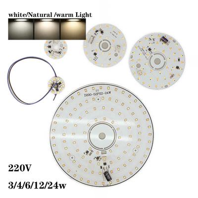 220V AC 3/6/12/24W Treiberfreier Tricolor-LED-Lampenchip Quelle Panel weiß warmes Licht Kronleuchter Kreisförmige Deckenumwandlung