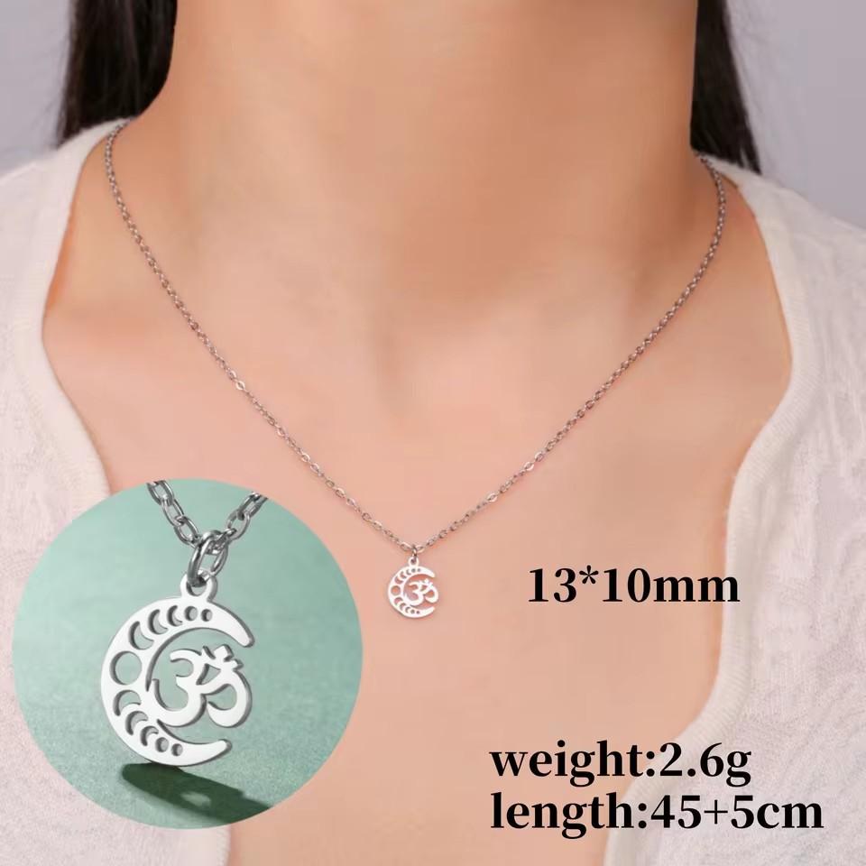 Lotus OM Yoga Pendant Necklace Titanium Steel Women's Jewelry Charm Necklace