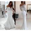 Vestido Largo de Encaje con Hombros Descubiertos y Mangas Largas para Mujer, Estilo Europeo Americano, para Boda, Fiesta, Vestido de Noche