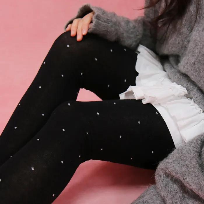 Cotton Polka Dot Stockings (Black)