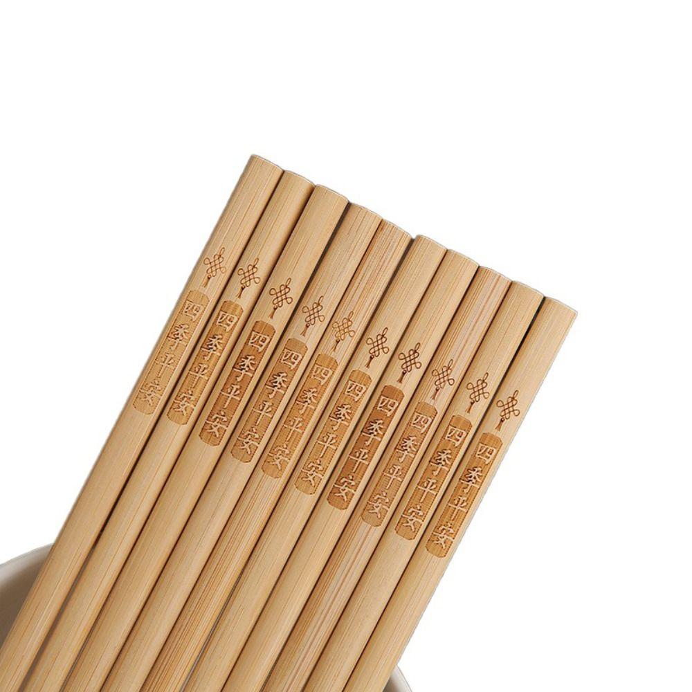 10 párů bezlakovaných bambusových hůlek, bezvoskových, protiskluzových, gravírovaných, hůlek, odolných vůči vysokým teplotám, sushi hůlek, nudlových hůlek