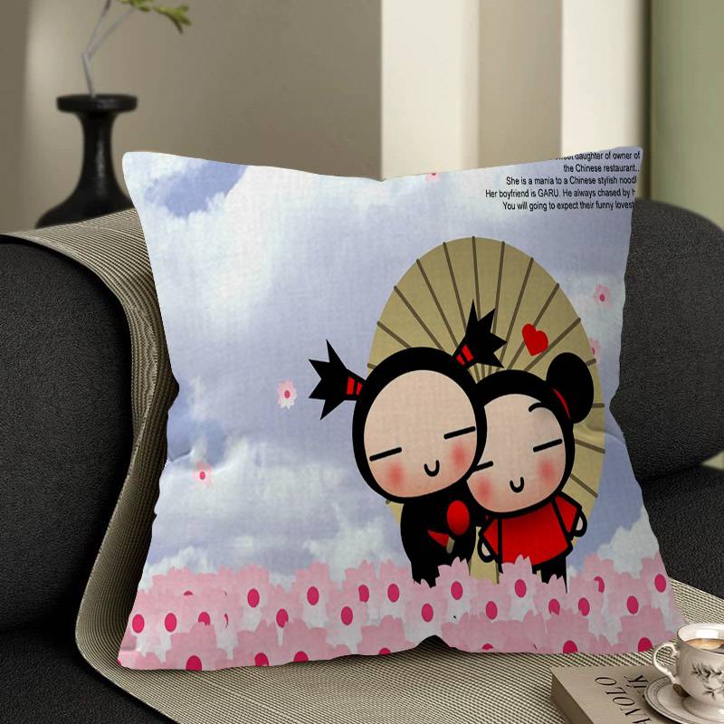 Cute Cartoon Pucca Garu Pillow Anime Pillow Sofa Bed Head Pillow Cover Cushion Cover 45x45 cm Fashion
