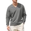 Men Vertical Cable Jacquard Textured V Neck Sweatshirt Ribbed Cuffs Long Sleeve Loose Fit Solid Color Spring Fall Daily Smart Casual Pullover Top