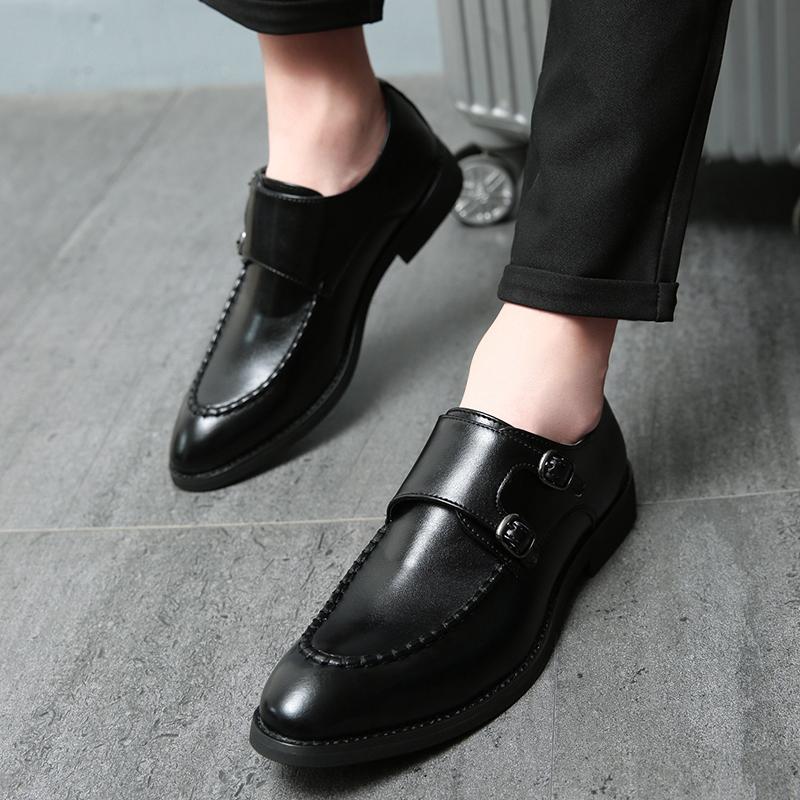 Men Street Style Monks Loafers Shoes Wedding Party Shoes Formal Business Dress Prom Leather Shoes Large Size