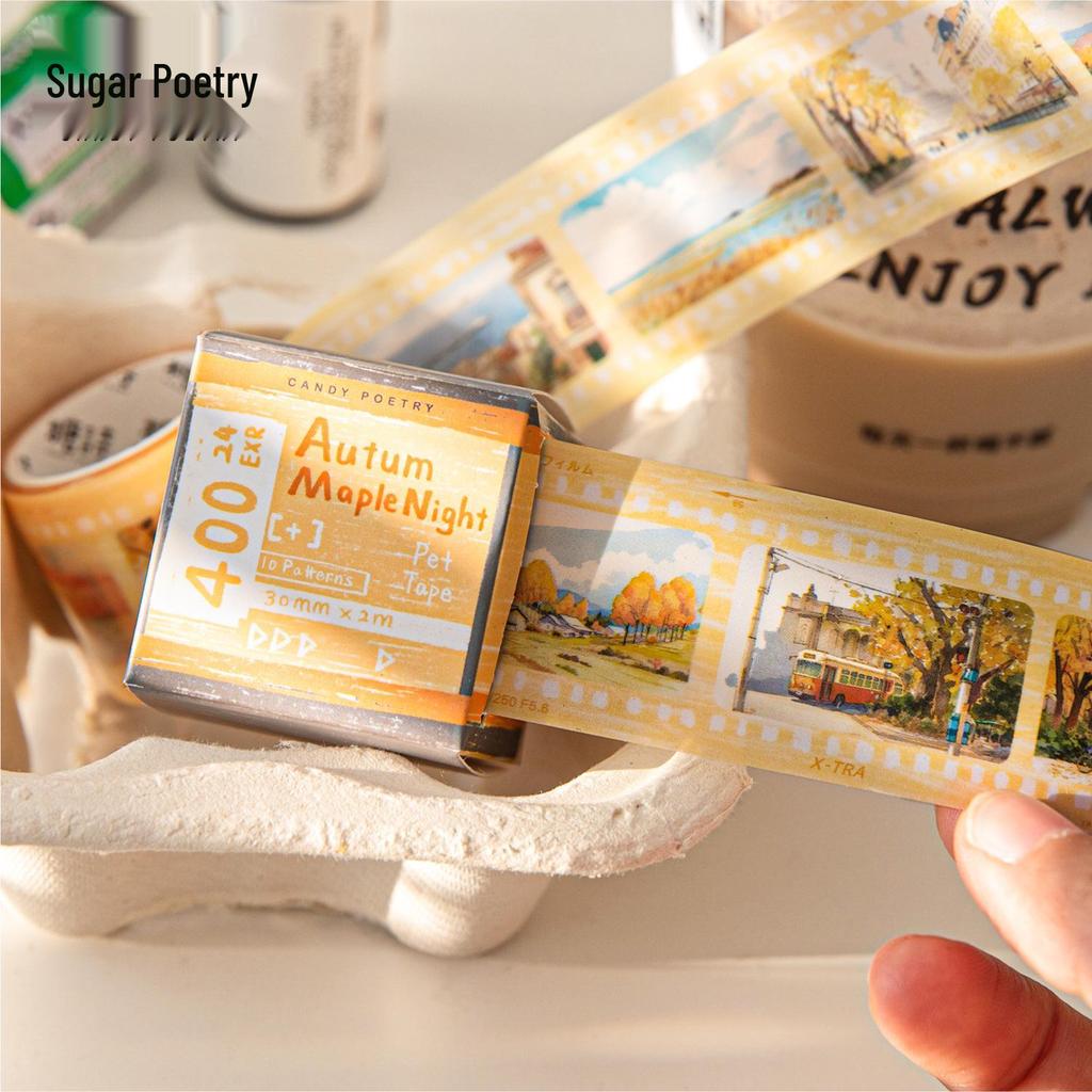 Sugar Poetry Four Seasons PET Tape Stickers - 80 Sheet Decorative Collage, 4 Style Options