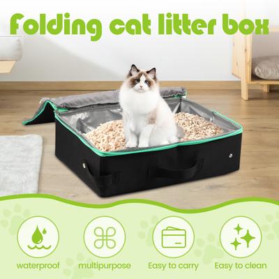 Outdoor Foldable Cat Litter Box Waterproof Portable Cat Litter Box Leakproof Oxford Cloth Cat Toilet Cat Litter Box Pet Supplies