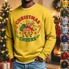 Men's Loose Fit Casual Neck Long Sleeve Christmas Print Top for Holiday Celebrations