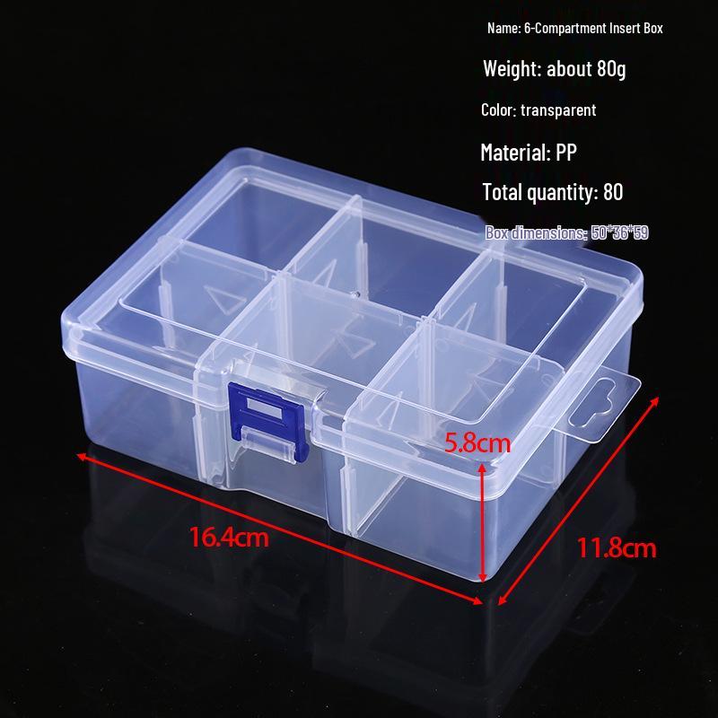 Transparent Storage Box for Electronics, Jewelry, Tools, Plastic Parts, and Fishing Tackle with Large Fixed Grids