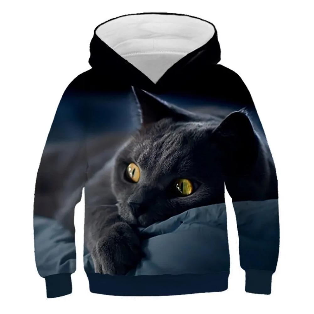 New Boys Girls 3d Animal Print Sweatshirt Kids Cartoon Wacky Fuzzy Cat Explore Space Galaxy Children Harajuku Hoodies Tops
