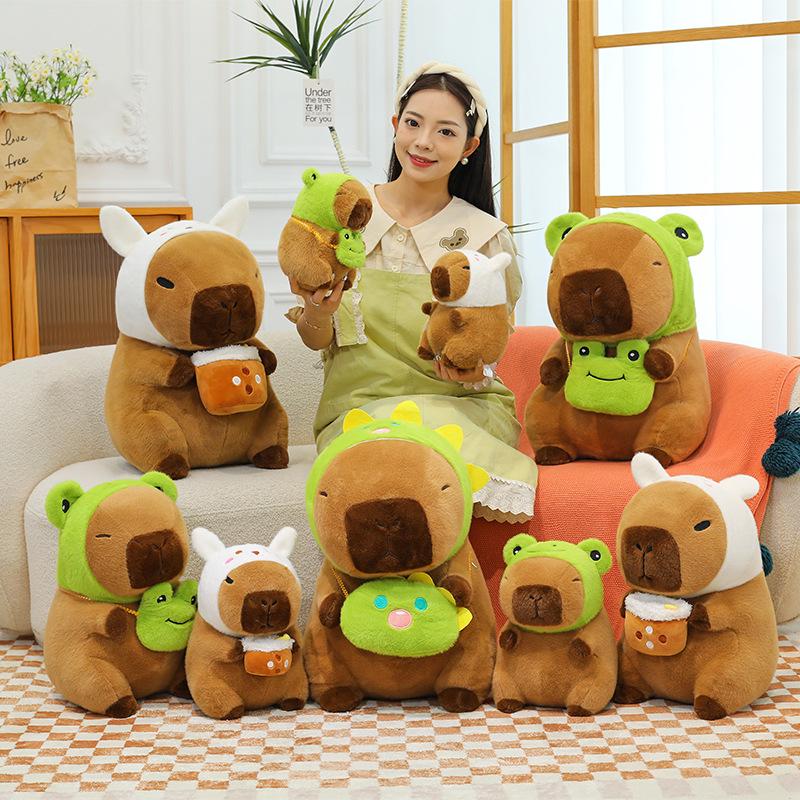 1 Piece Soft Simulation Doll Frog Transforms Capybara Plush Toys Rabbit Dinosaur Kapibala Anime Fluffty Toy Birthday Gift
