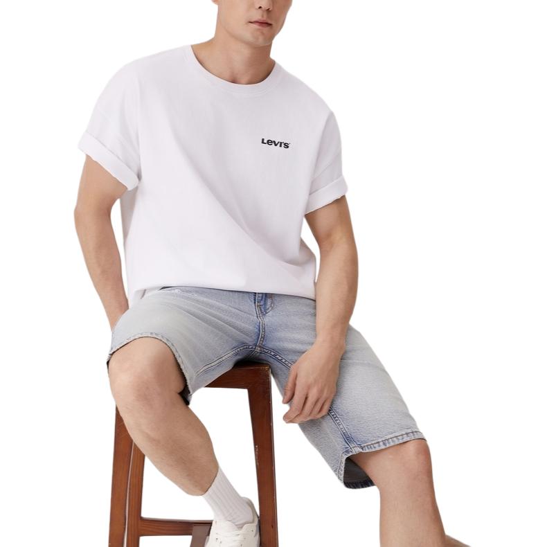 Levis Comfortable Loose Letter Print Casual Round Neck Short Sleeve T-Shirt Men Tops White 002XG-0000