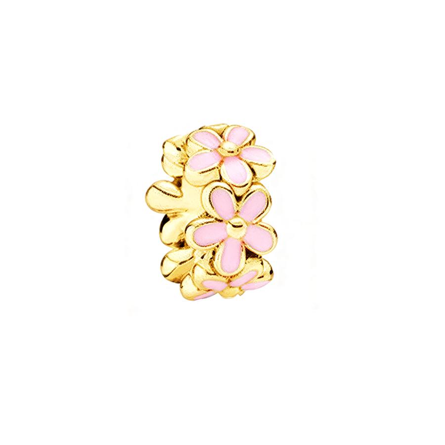 Diy Jewelry Gifts Sparkling Golden Cherry Blossom Rose In Bloom Pink Daisy Flower Lucky Clover Charm Beads Fit Original Bracelet
