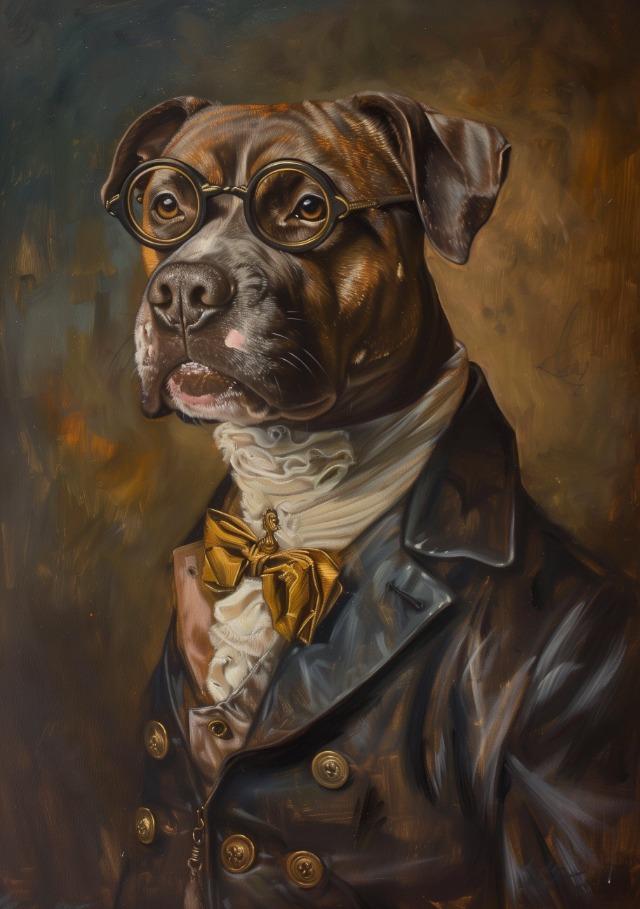 Premium Vintage Royal Animal Pet Portrait Posters and Prints Canvas Printing Wall Art Picture for Living Room Home Decor Gifts
