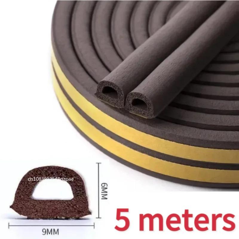 1 Roll 5M Door Window Seal Strip DIEP Self-adhesive Acoustic Foam Sealing Strip Tape Insulation Windproof Rubber Weatherstrip