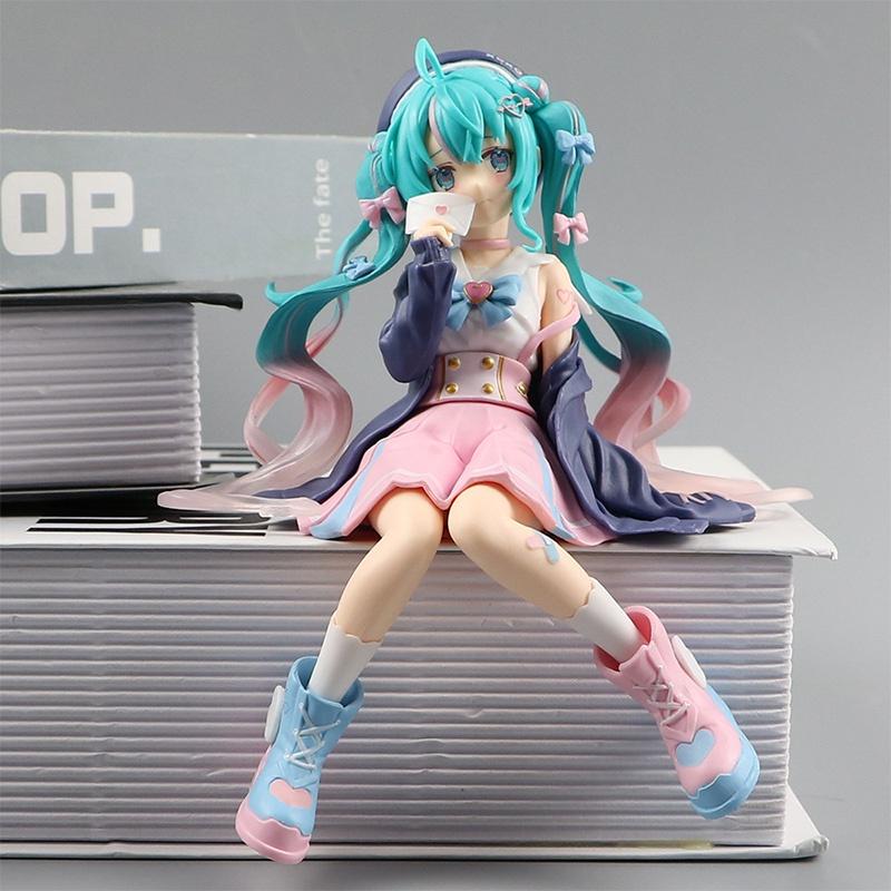 Cute Pink Sitting Pose Hatsune Miku Pvc Figure For Teens