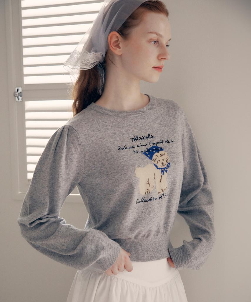 ROLAROLA Rola Puppy Puff Sleeve Knit Gray