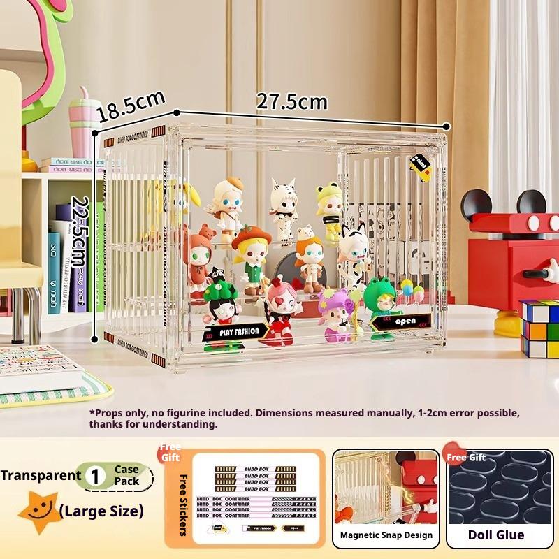 Transparent Acrylic Display Case for Figures Stackable Blind Box Organizer Dustproof Toy Storage Box Collectible Display Shelf