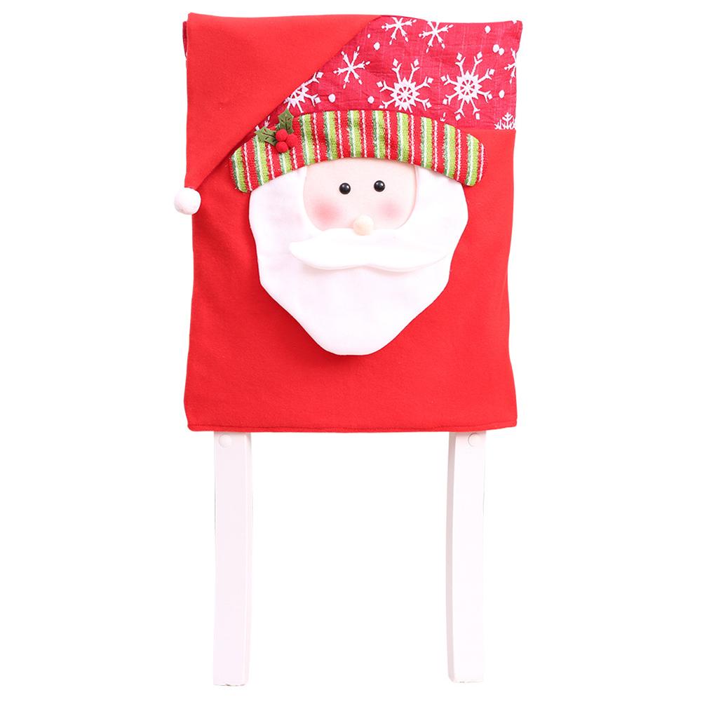 

Christmas Series Chair Cover Chair Back Cover Pouch Xmas Holiday Party Home Seat Chair Case Decor Red old man#0