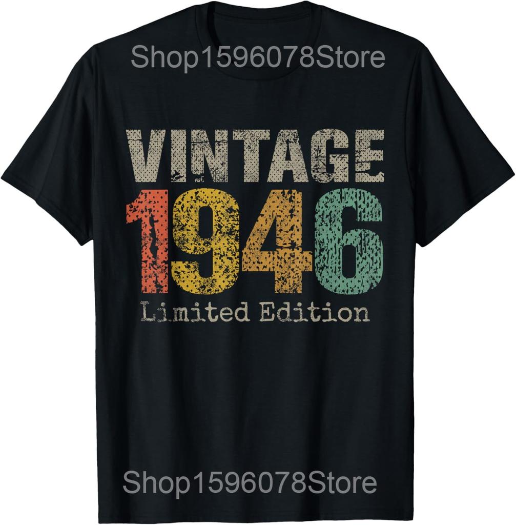 Est 1946 Limited Edition 80. Geburtstag Vintage 80 Jahre Altes T-Shirt Humor Streetwear T-Shirt Kurzarm Unisex Lockere Kleidung