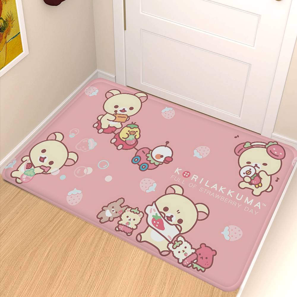 Anime R-Rilakkuma Cute Cartoon Movie Bathroom Mat Kids Room Bedroom Decoration Balcony Anti-Slip Doormat Living Room Welcome Rug