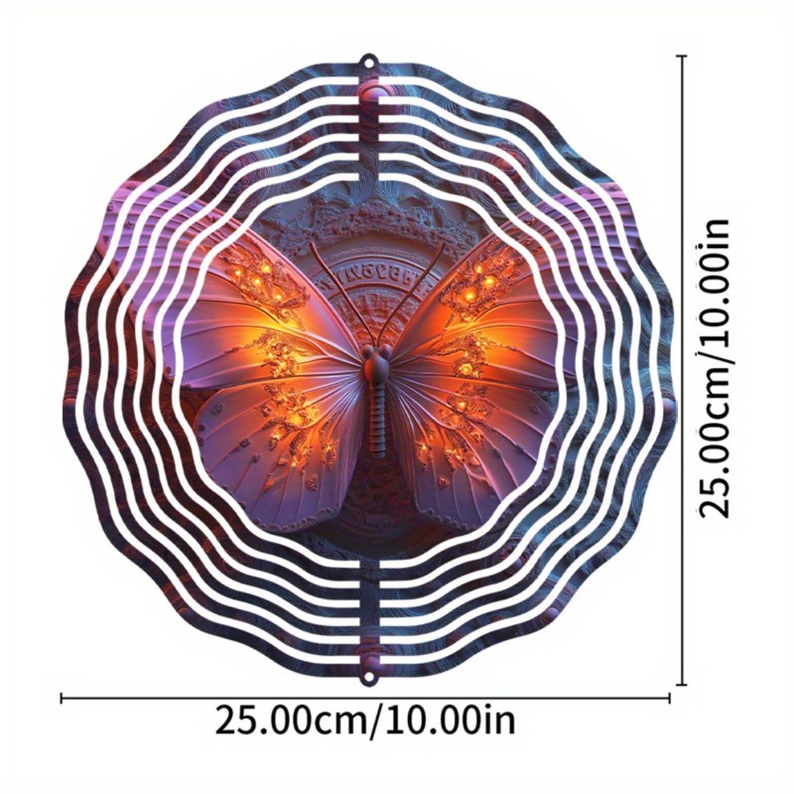 

10 Inch Metal Wind Chime Double Sided Butterfly Design 360 Degree Rotating Hook for Outdoor Garden Lawn Decoration Vibrant Colors