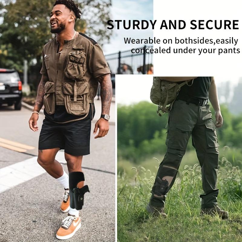 2 Pcs Ankle Holster for Concealed Carry, Elastic Deep Concealment Leg Holsters with Magazine Pocket Pouch for Men and Women