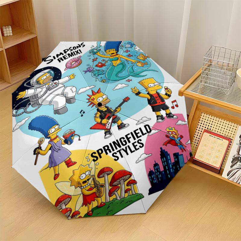 The Simpsons Windproof Auto 8 Rib Folding Umbrella Portable Outdoor Parasol
