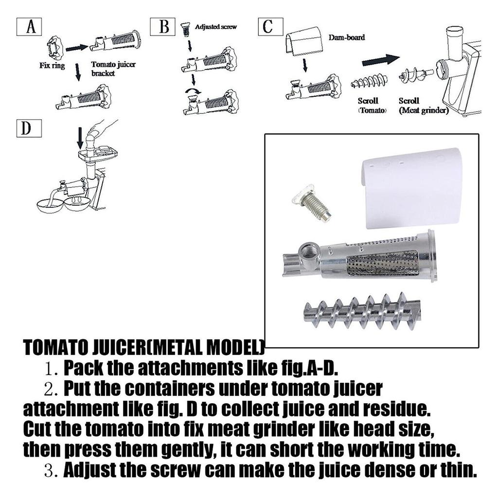 Storcător de roșii Strecurătoare de legume Mașină de tocat carne Umplutură de cârnați Atașament pentru ketchup Compatibil pentru mixer vertical Instrument de bucătărie