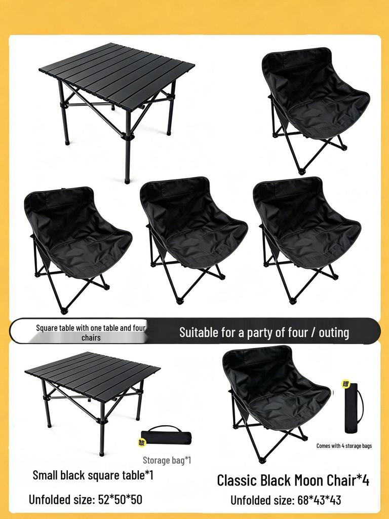 Moon Chair Set: Portable Outdoor Folding Chairs & Fishing Stool (3-Piece)