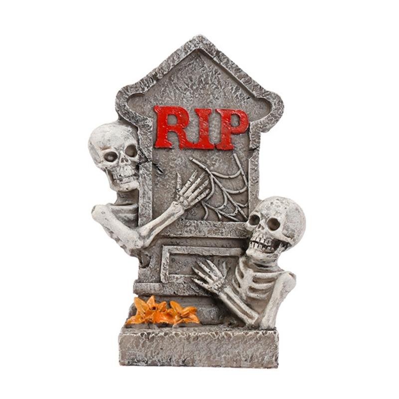 Halloween Decorations Scary Skeleton Tombstones Figurines Tombstones Statues Sculptures for Yard Lawn Decorations