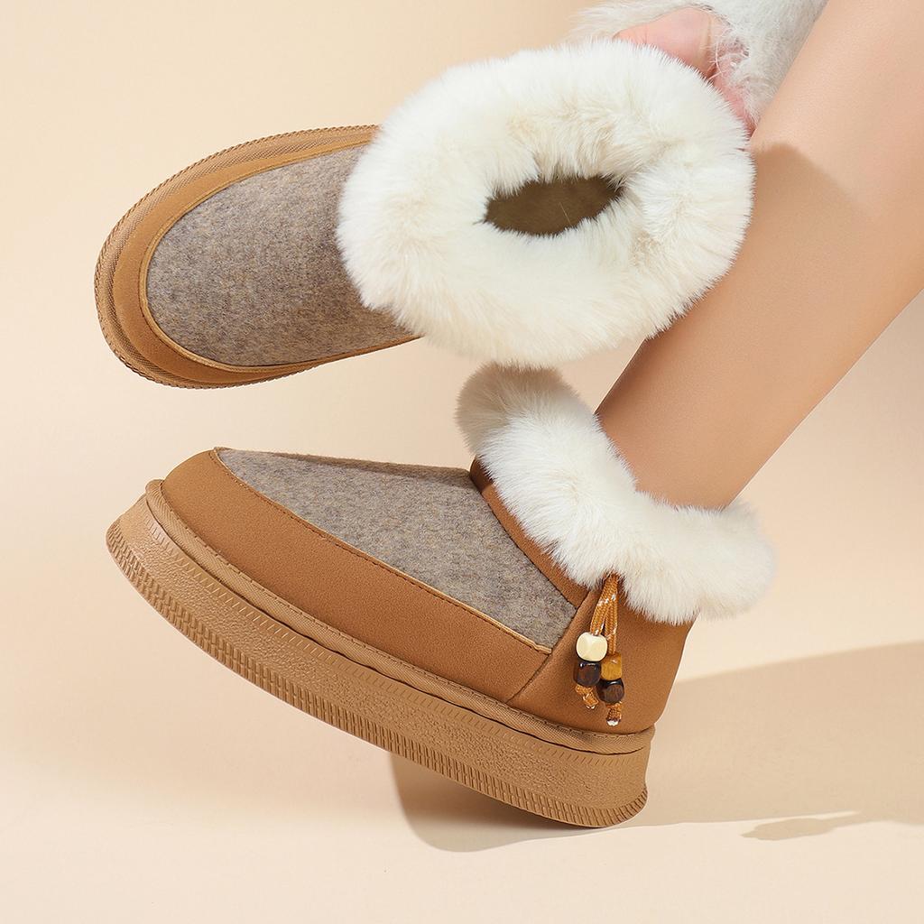 Across Platform Snow Boots for Women, Winter 2025 Plus-size Plus Suede Wool Cotton Shoes for Women Are Versatile