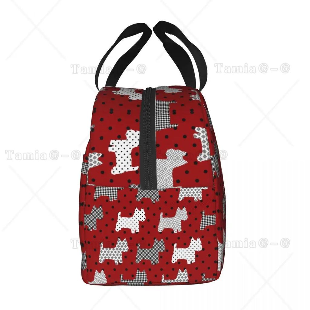 Westies Polka Dot Cartoon Pattern Insulated Lunch Bag Leakproof West Highland White Terrier Dog Thermal Cooler Lunch Tote Kids