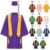 Conjunto de Robe de Formatura Escolar Unissex para Crianças com Decote em V Manga Longa Zíper Frontal com Chapéu Estola e Borla para Cerimônia