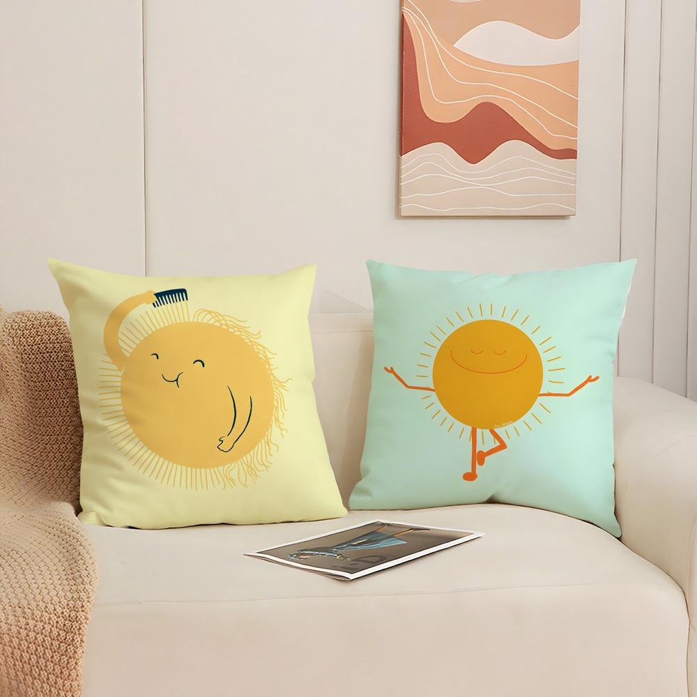 Fun Cartoon School Patterns For Children Cushion Cover Silky Elegant Comfort Sofa Bed Invisible Zipper Beach Pillowcase